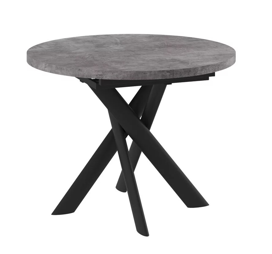 Стол ROUND-D100 Дымчатая керамика/черный