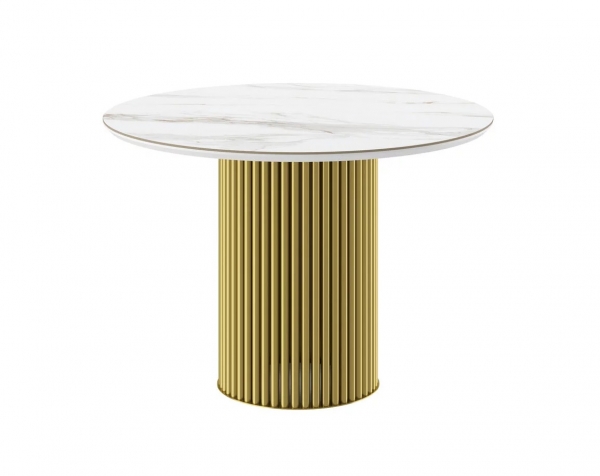 Стол ASKAR ROUND-120 calakatta gold mat premium cer/золото