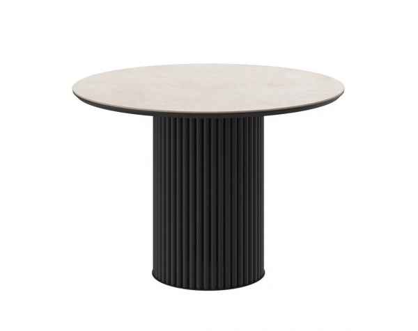 Стол ASKAR ROUND-120 stone beige premium cer/черный