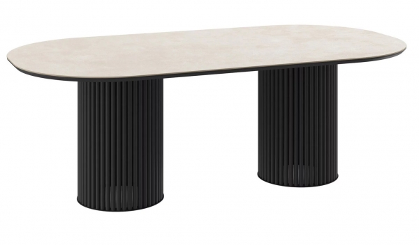 Стол ASKAR SOFT-220 stone beige premium cer/черный