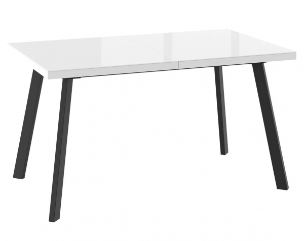 Стол BORG-140 со стеклом белый оптивайт/черный